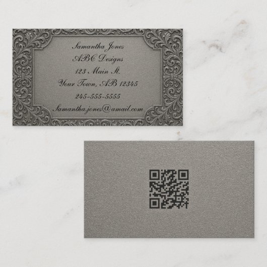 Luxe op een Budget Silver QR Code Visitekaartje (Voorkant / Achterkant)