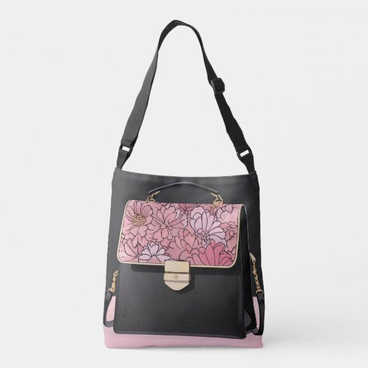 Luxe op roze kunst crossbody tas (Achterkant)