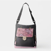 Luxe op roze kunst crossbody tas (Voorkant)