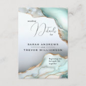 Luxe Opal Blauwgroen Gold Fluid Alcohol Ink Informatiekaartje (Voorkant)