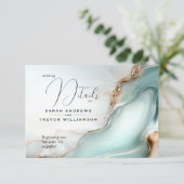 Luxe Opal Blauwgroen Gold Fluid Alcohol Ink Informatiekaartje (Staand voorkant)