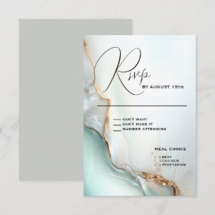 Luxe Opal Blauwgroen Gold Fluid Alcohol Ink RSVP Kaartje
