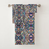 Luxe Opal Diamant | Sneeuwluipaard Print Handdoeke Bad Handdoek (Insitu)
