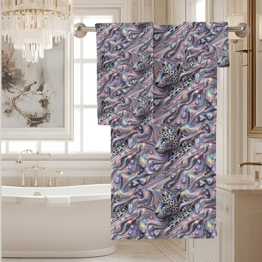 Luxe Opal Diamant | Sneeuwluipaard Print Handdoeke Bad Handdoek