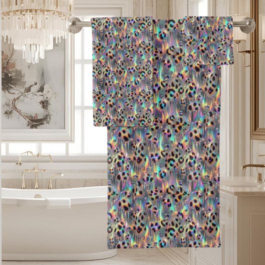 Luxe Opal Diamant | Sneeuwluipaard Print Handdoeke Bad Handdoek