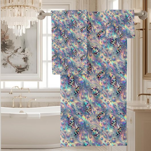 Luxe Opal Diamant | Sneeuwluipaard Print Handdoeke Bad Handdoek