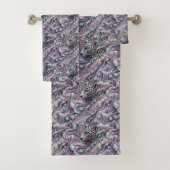 Luxe Opal Diamant | Sneeuwluipaard Print Handdoeke Bad Handdoek (Insitu)