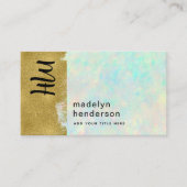 Luxe Opal Gold Brush QR Code Social Media Visitekaartje (Voorkant)
