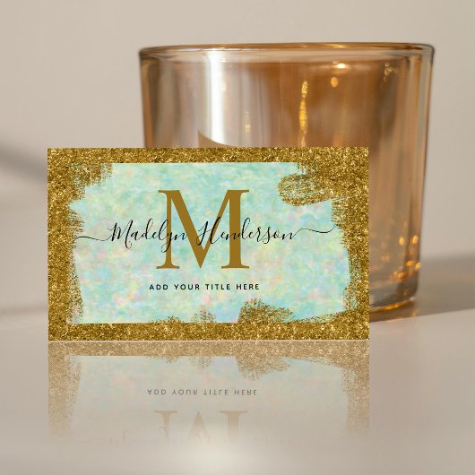 Luxe Opal Gold Brush Social Media Monogram Visitekaartje