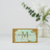 Luxe Opal Gold Brush Social Media Monogram Visitekaartje (Staand voorkant)