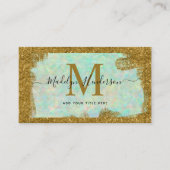 Luxe Opal Gold Brush Social Media Monogram Visitekaartje (Voorkant)