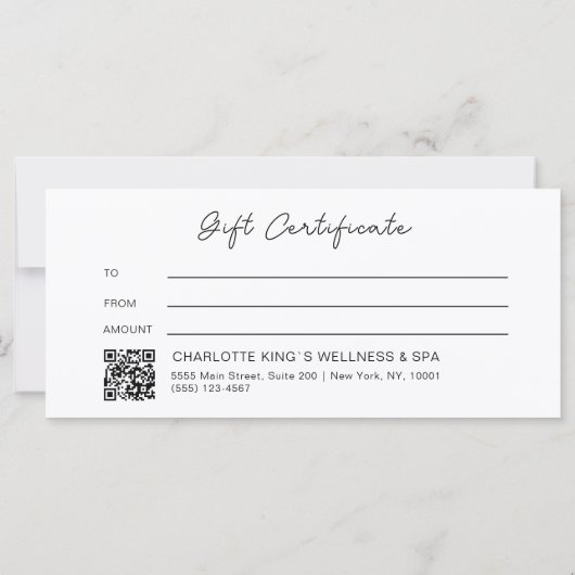 Luxe Opal Logo QR Code Cadeaubon (Achterkant)