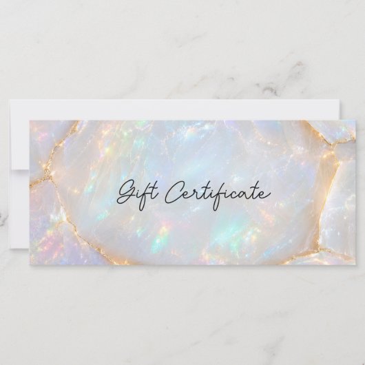 Luxe Opal Logo QR Code Cadeaubon Certificaat (Voorkant)