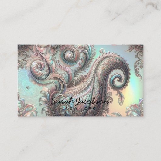 Luxe Opal Paisley Visitekaartje (Voorkant)