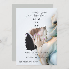 Luxe Opal Teal Gold Fluid Alcohol Ink Kaart