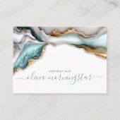 Luxe Opal Teal Goud Vloeibare Alcohol Inkt Visitekaartje (Voorkant)