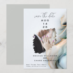 Luxe Opal Turquoise Goud Vloeibare Alcohol Inkt Kaart