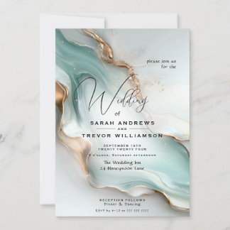 Luxe Opal Turquoise Goud Vloeibare Alcohol Inkt Kaart