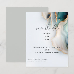 Luxe Opal Turquoise Goud Vloeibare Alcohol Inkt Kaart