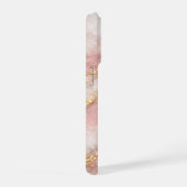 Luxe Opalescente Wit/Roze Marmer Textuur iPhone Hoesje (Rechterkant)