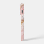 Luxe Opalescente Wit/Roze Marmer Textuur iPhone Hoesje (Linkerkant)