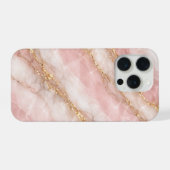 Luxe Opalescente Wit/Roze Marmer Textuur iPhone Hoesje (Achterkant horizontaal)