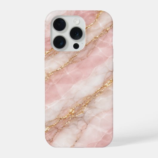 Luxe Opalescente Wit/Roze Marmer Textuur iPhone Hoesje (Achterkant)