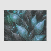 Luxe ophisticated Blauwgroen zwart gloeiend geblad Tissuepapier (Voorkant)