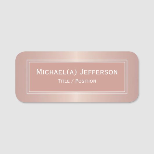 Luxe opvallend Roos Goud Metallic Roze Modern Naamplaatje (Voorkant)