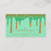 Luxe Oranje Blauwgroen ombre Sparkle Glitter Drive Visitekaartje (Voorkant)