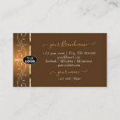 Luxe Oranje en bruine  grenzen voegen Logo toe Visitekaartje (Achterkant)
