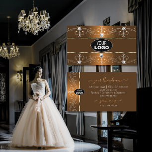 Luxe Oranje en bruine  grenzen voegen Logo toe Visitekaartje