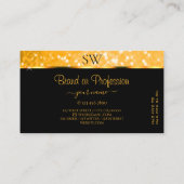 Luxe Oranje Glitter Lichtgevende Sterren Initialen Visitekaartje (Achterkant)