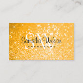 Luxe Oranje Glitter Lichtgevende Sterren Initialen Visitekaartje (Voorkant)