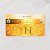 Luxe Oranje glitter Sparkelende Stars en Monogram Visitekaartje (Voorkant)