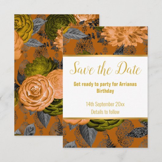 LUXE ORANJE GOUD WITTE RSVP KAART (Voorkant / Achterkant)