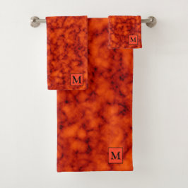 Luxe Oranje Marble Monogrammed Bad Handdoek
