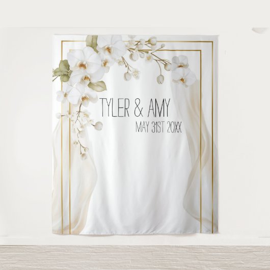 Luxe Orchid Elegance Wedding Backdrop Wandkleed (Voorkant)