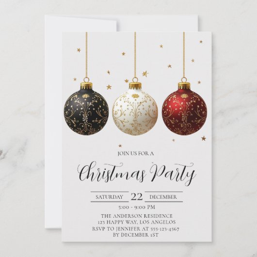 Luxe Ornament kerstfeest uitnodiging (Voorkant)