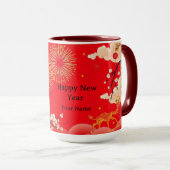 Luxe Ornate Gold Fire & Crimson Aesthetic Mok (Voorkant rechts)