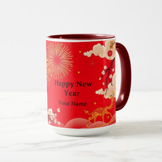 Luxe Ornate Gold Fire & Crimson Aesthetic Mok (Voorkant rechts)