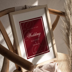 Luxe Oud Geld Monogram Huwelijks Welkom Poster