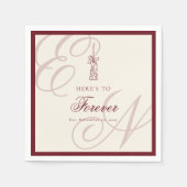 Luxe Oud Geld Retro Monogram Trouw Servet (Voorkant)