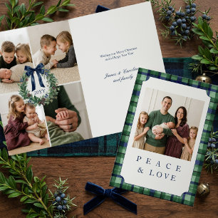 Luxe Oud Geld Tartan Multi Foto Kerstmis Feestdagen Kaart
