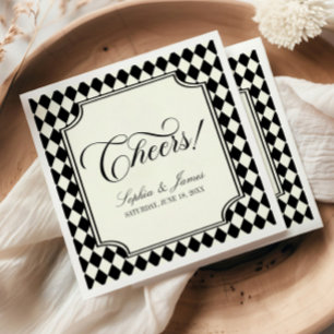Luxe Oud Geld Zwart Ivoor Vintage Bruiloft Servet