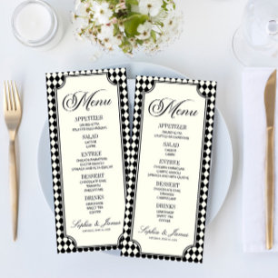 Luxe Oud Geld Zwart Ivoor Vintage Trouwen Menu