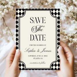 Luxe Oud Geld Zwart Ivoor Vintage Trouwen Save The Date