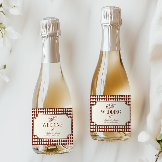 Luxe Oude Geld Bordeaux Koude Huwelijk Sparkling Wijnetiket