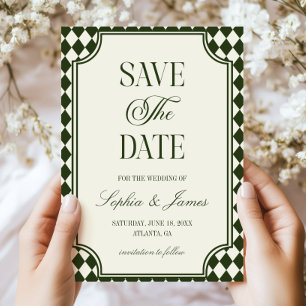 Luxe Oude Geld Olijfgroen Ivoor Kleurige Trouwdag Save The Date