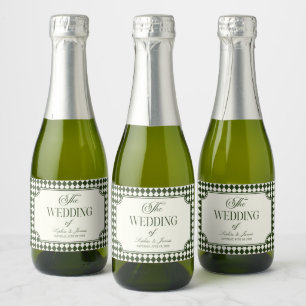 Luxe Oude Geld Olijfgroen Vintage Trouwfeest Sparkling Wijnetiket